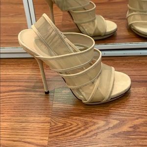 Gucci mesh and suede heels